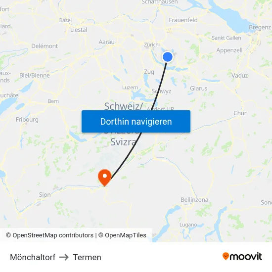 Mönchaltorf to Termen map