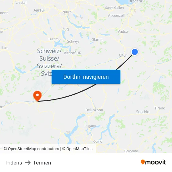 Fideris to Termen map