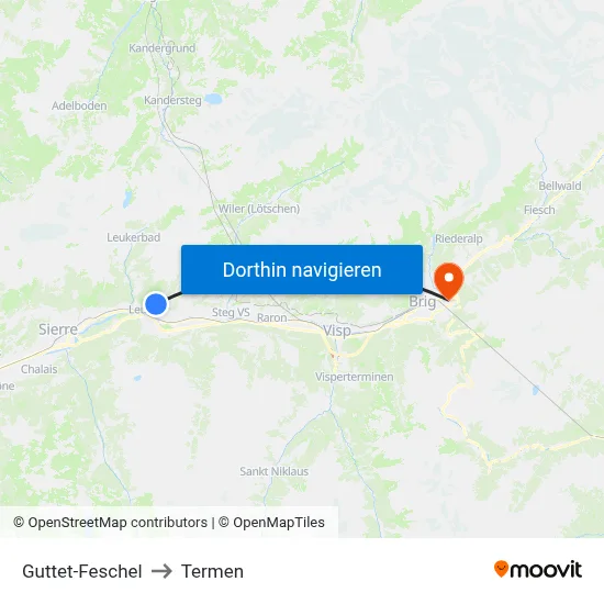 Guttet-Feschel to Termen map