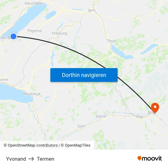 Yvonand to Termen map