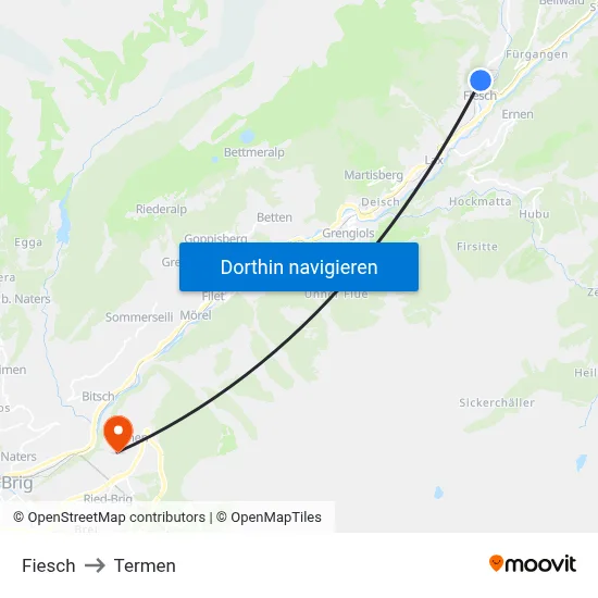 Fiesch to Termen map