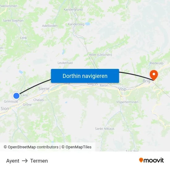 Ayent to Termen map