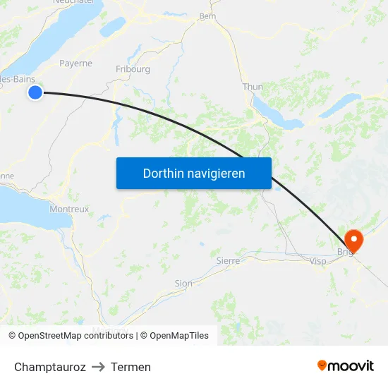 Champtauroz to Termen map