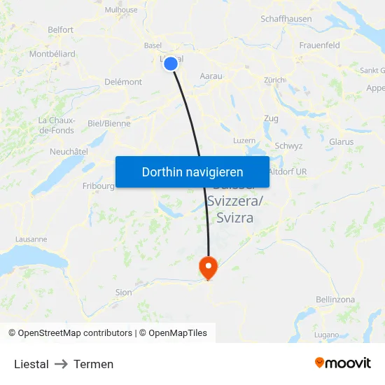 Liestal to Termen map