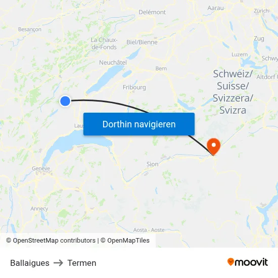 Ballaigues to Termen map