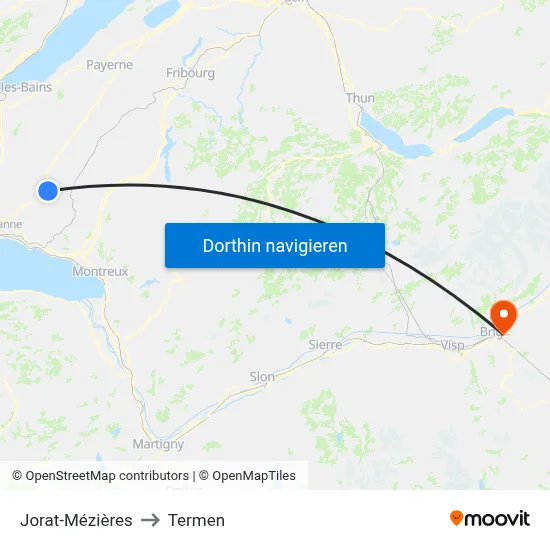 Jorat-Mézières to Termen map