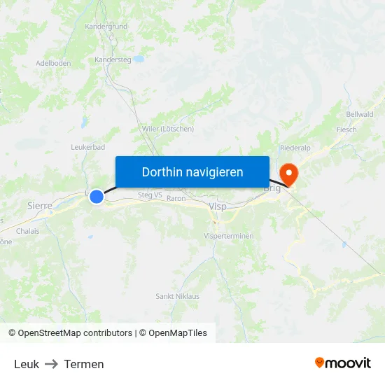 Leuk to Termen map