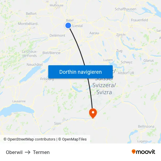Oberwil to Termen map