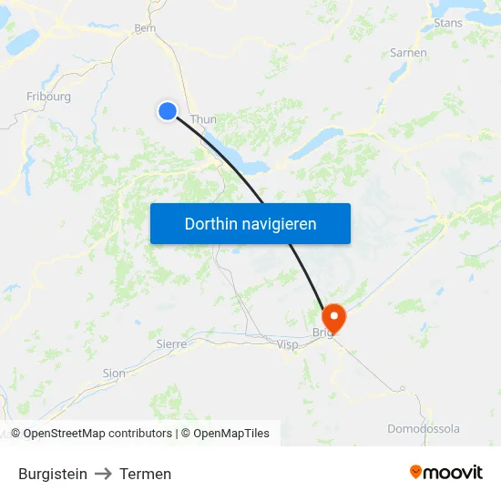 Burgistein to Termen map