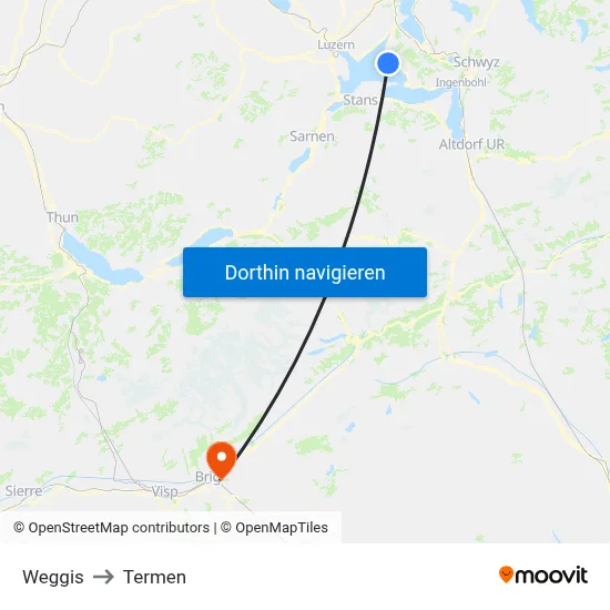 Weggis to Termen map