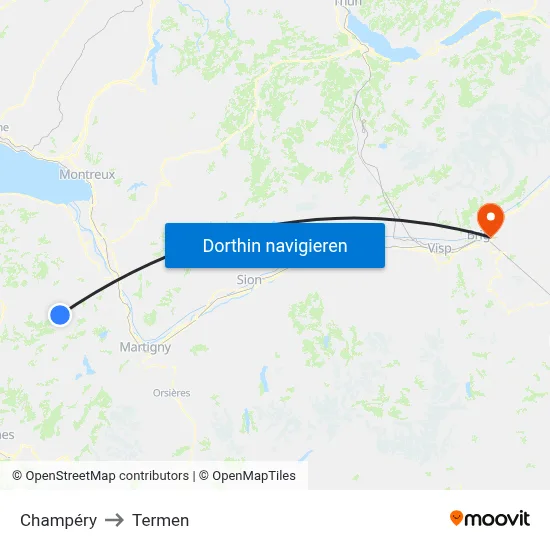 Champéry to Termen map