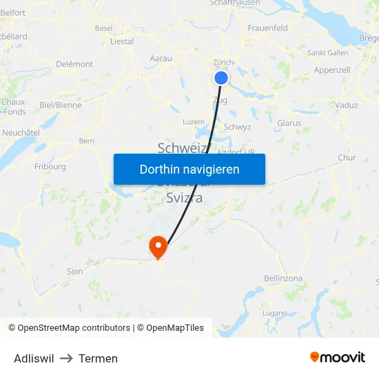 Adliswil to Termen map