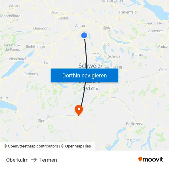 Oberkulm to Termen map