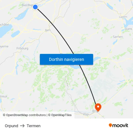 Orpund to Termen map