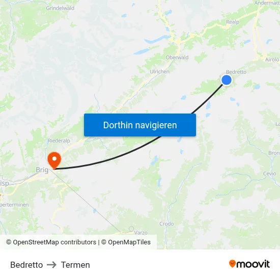 Bedretto to Termen map