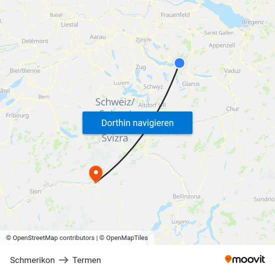 Schmerikon to Termen map
