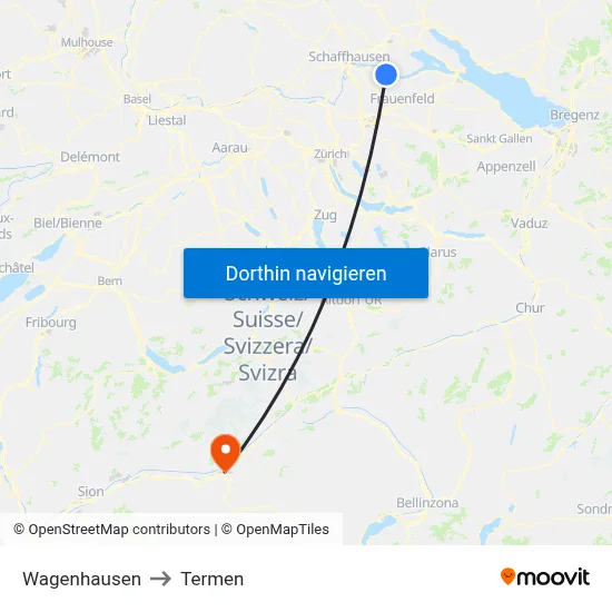 Wagenhausen to Termen map