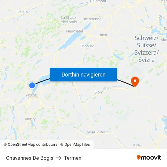 Chavannes-De-Bogis to Termen map