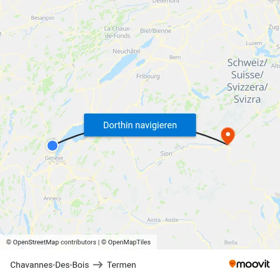 Chavannes-Des-Bois to Termen map