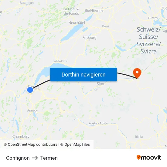 Confignon to Termen map