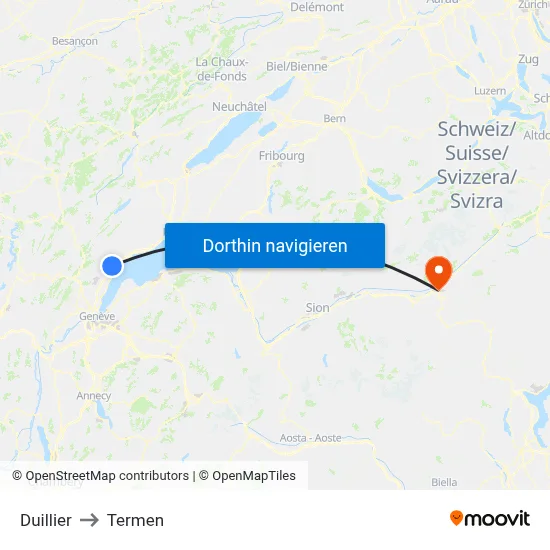 Duillier to Termen map