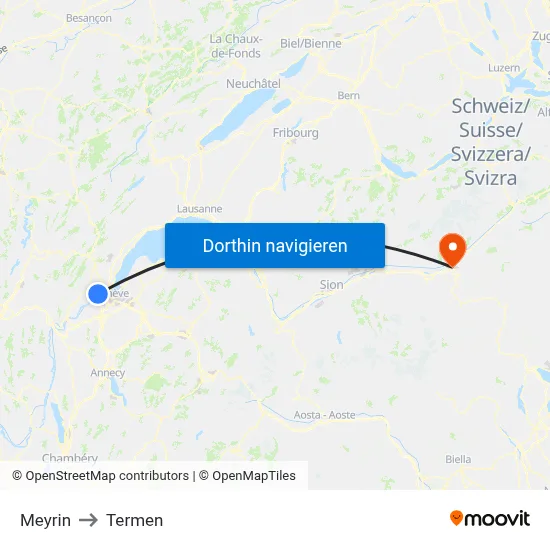 Meyrin to Termen map