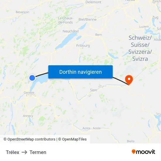 Trélex to Termen map