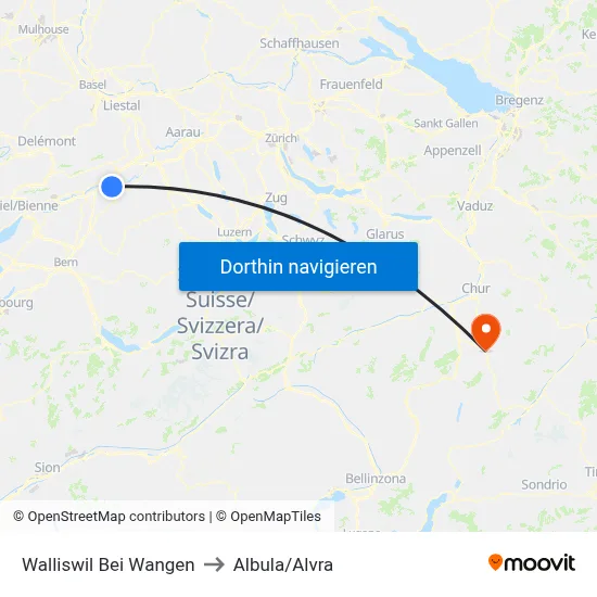 Walliswil Bei Wangen to Albula/Alvra map