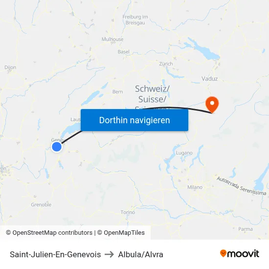 Saint-Julien-En-Genevois to Albula/Alvra map