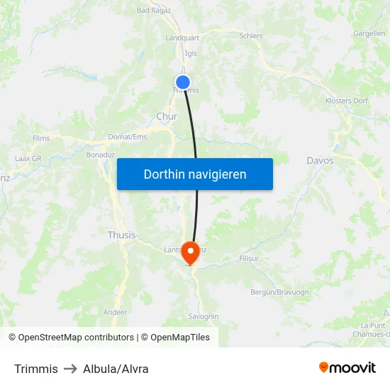 Trimmis to Albula/Alvra map