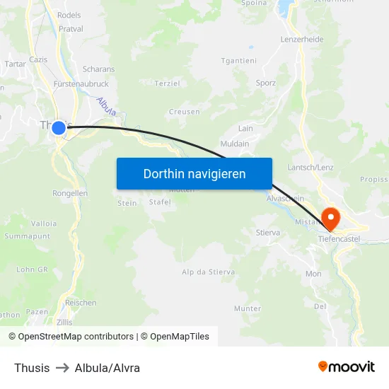 Thusis to Albula/Alvra map