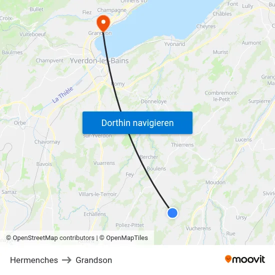 Hermenches to Grandson map