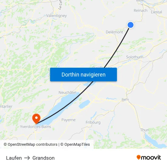 Laufen to Grandson map