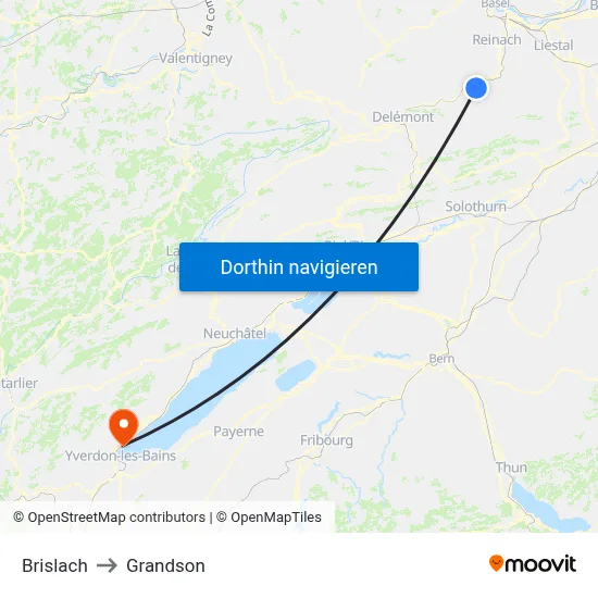 Brislach to Grandson map
