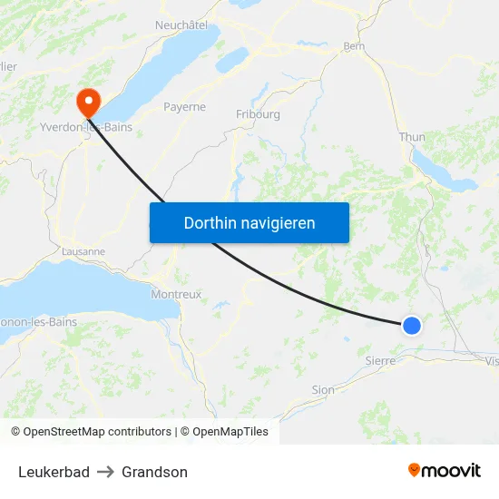 Leukerbad to Grandson map