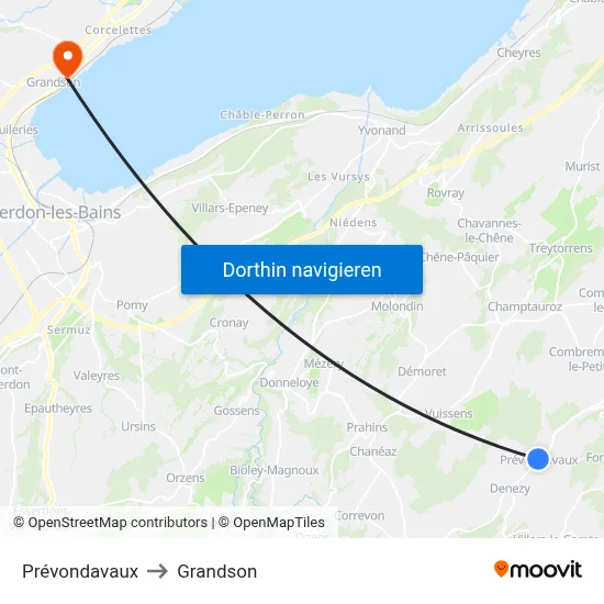 Prévondavaux to Grandson map