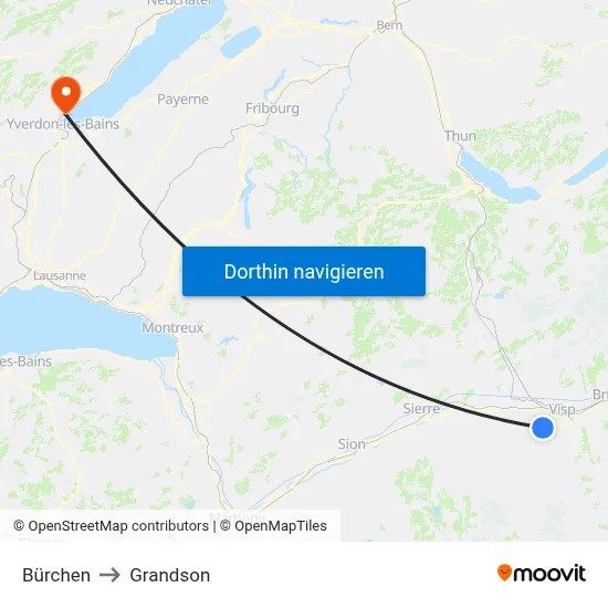 Bürchen to Grandson map