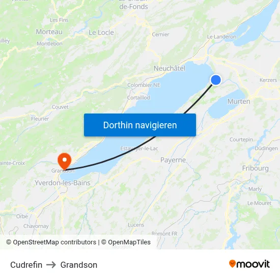 Cudrefin to Grandson map