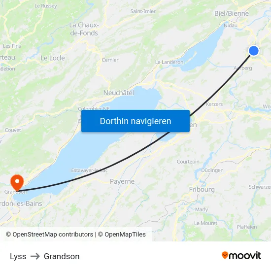 Lyss to Grandson map