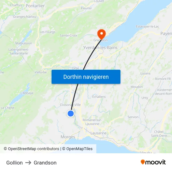 Gollion to Grandson map