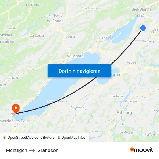 Merzligen to Grandson map