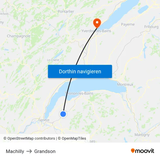Machilly to Grandson map