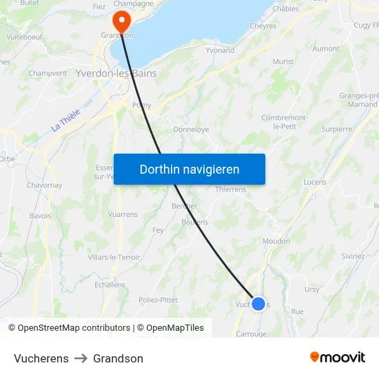 Vucherens to Grandson map
