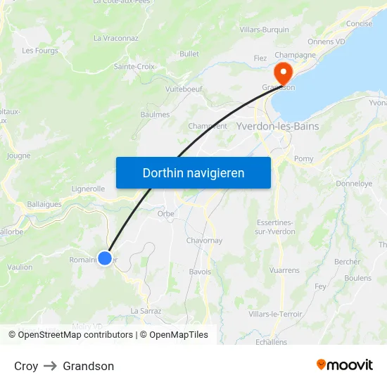 Croy to Grandson map
