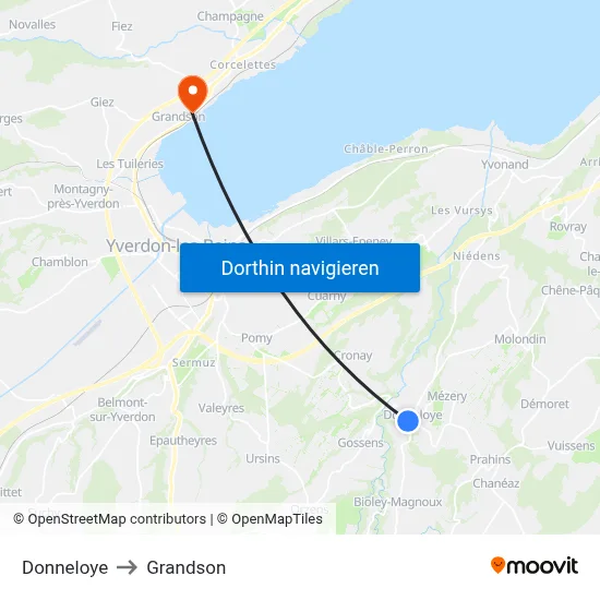 Donneloye to Grandson map