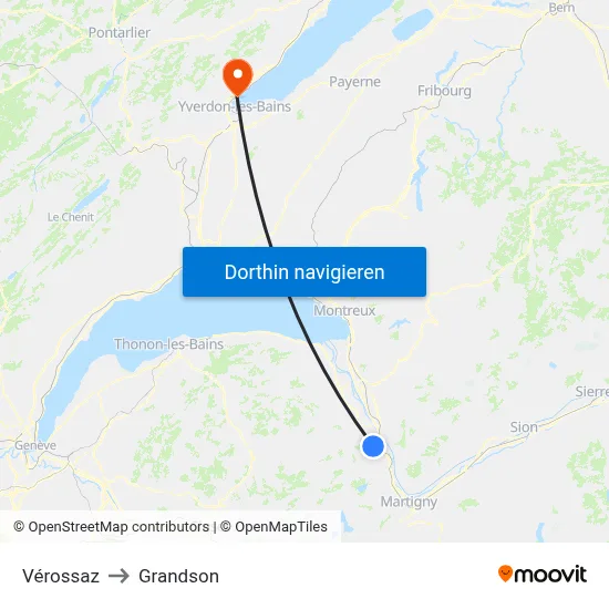 Vérossaz to Grandson map