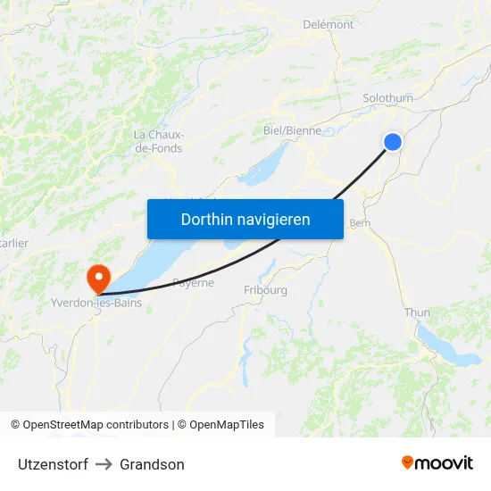 Utzenstorf to Grandson map