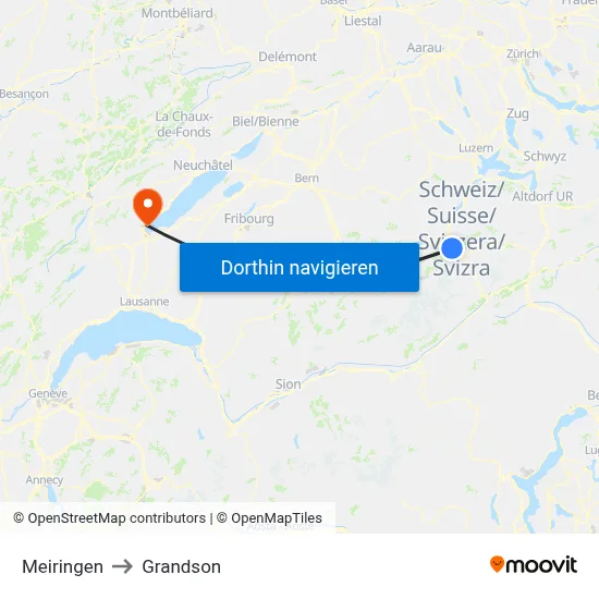 Meiringen to Grandson map