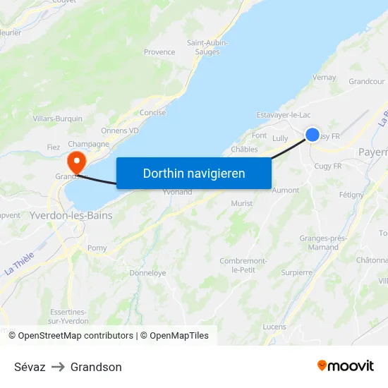 Sévaz to Grandson map