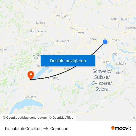 Fischbach-Göslikon to Grandson map
